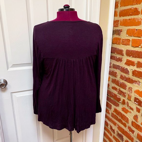 NWOT Sonoma Purple Embroidered Peasant Top - Picture 4 of 5